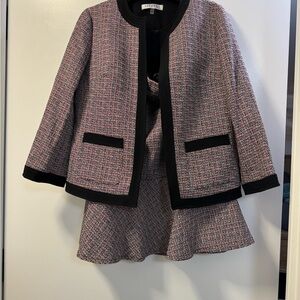 Kasper Black and Pink Tweed Blazer with Classic Silhouette